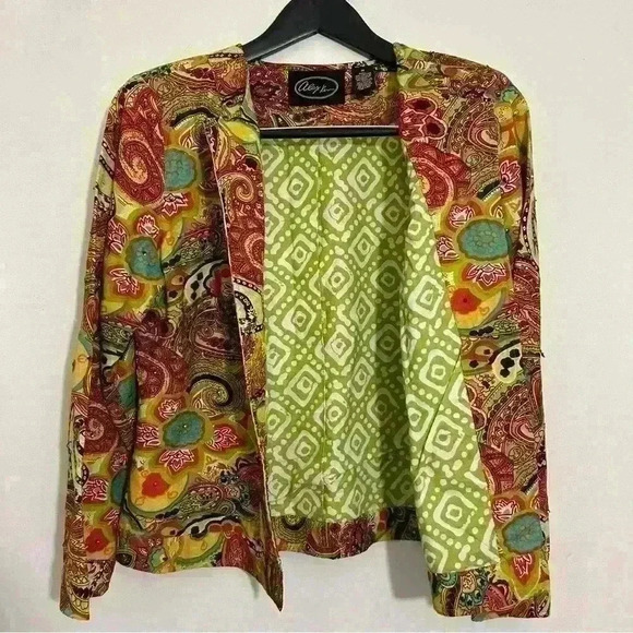 Alex Kim Art To Wear Multicolored Floral Paisley Embroidered Cardigan Jacket M - Picture 8 of 8